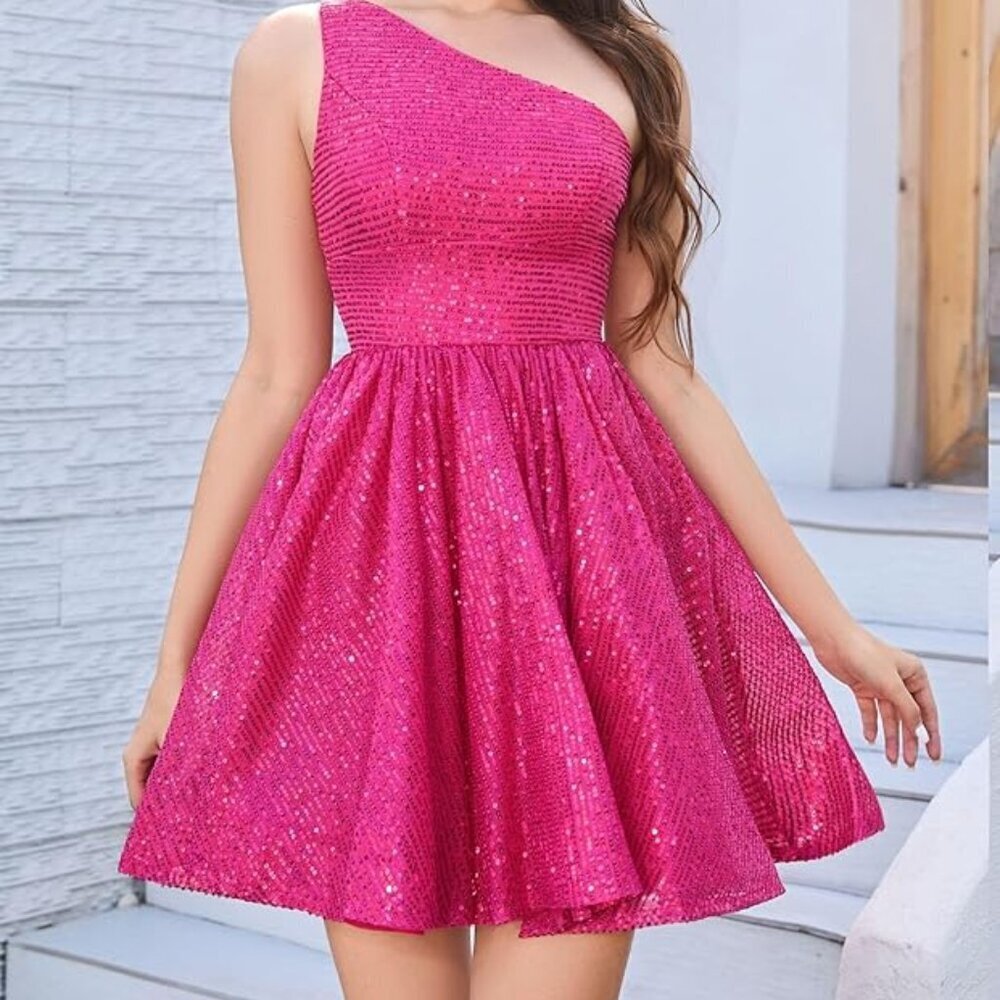 💖 NWT One-Shoulder Sequin Mini Dress | Size 14 💖 - Picture 2 of 5